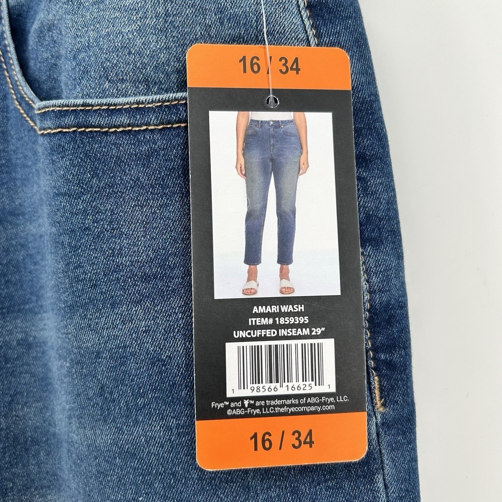 Frye Jeans Womens 16/34 High Rise Straight Dark  Amari Wash Denim Uncuffed NWT - Picture 8 of 10